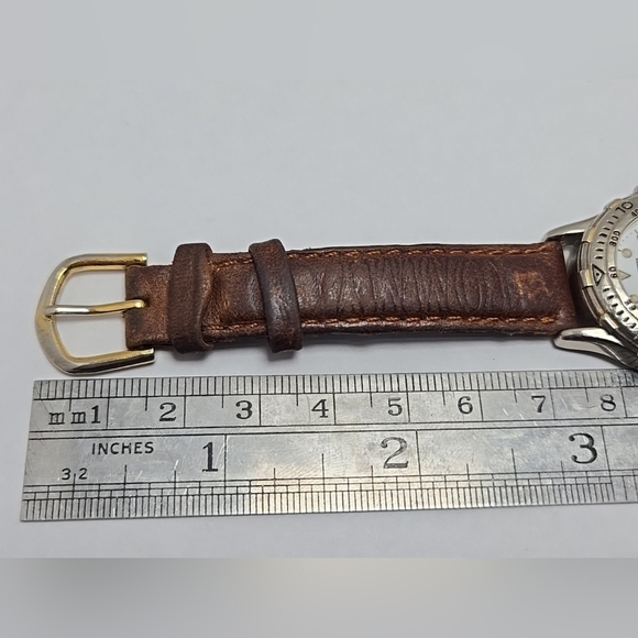 Womens Vintage Tommy Hilfiger Date Watch Rotating Bezel Leather New Battery - Picture 8 of 11